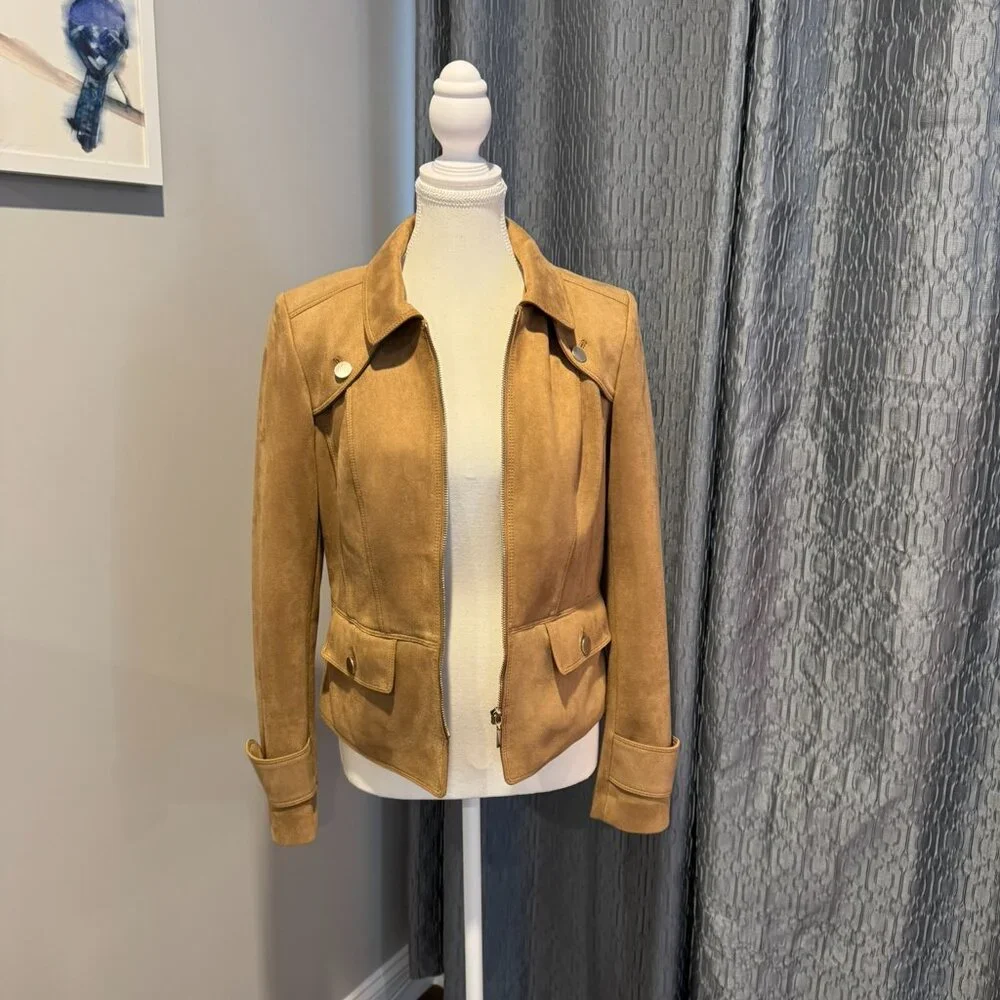 White House Black Market Women's Ultra-Suede Jacket in Camel Size S - Picture 5 of 7
